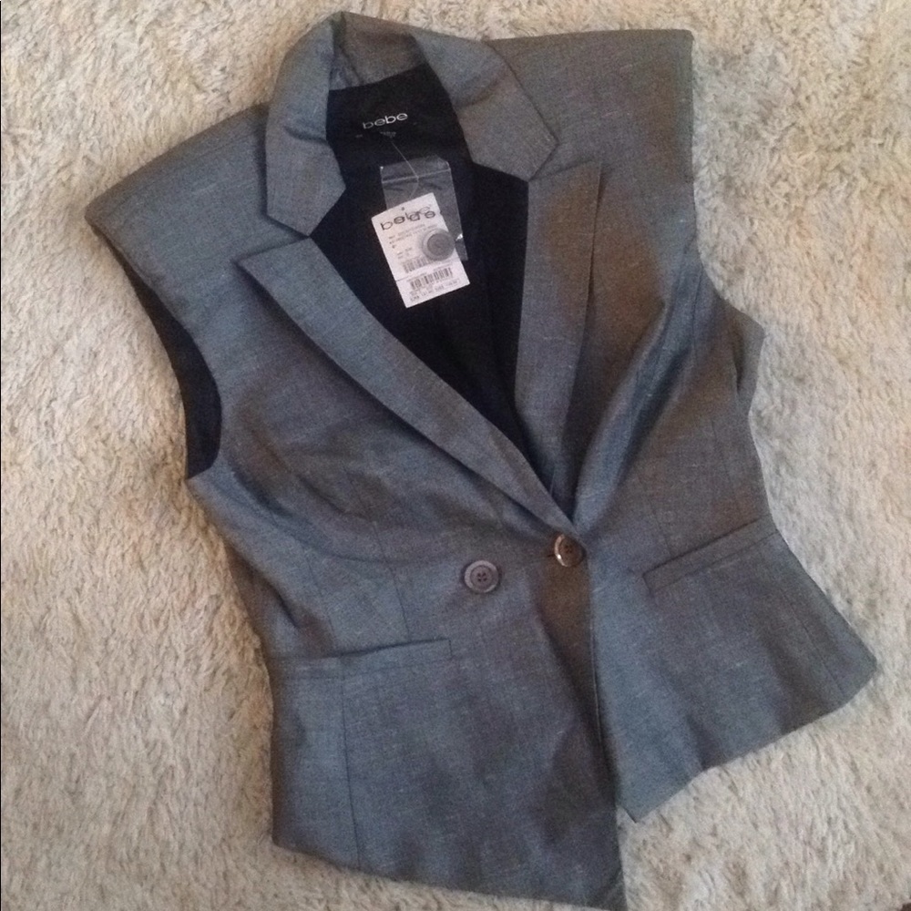 Y2K Bebe Black White Asymmetrical Vest Blazer